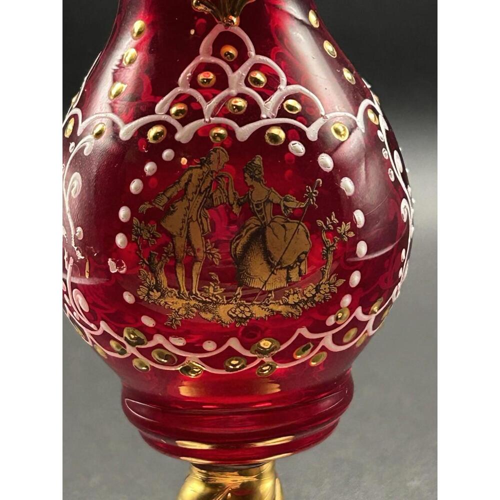 Vintage Beautiful Murano Italian art glass Classical Cameo Vase Red 5 Inch 1970s - Picture 4 of 9